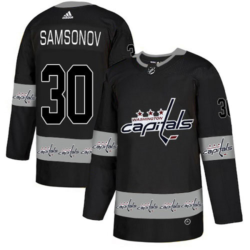Men Adidas Washington Capitals #30 Ilya Samsonov Black Authentic Team Logo Fashion Stitched NHL Jersey->more nhl jerseys->NHL Jersey